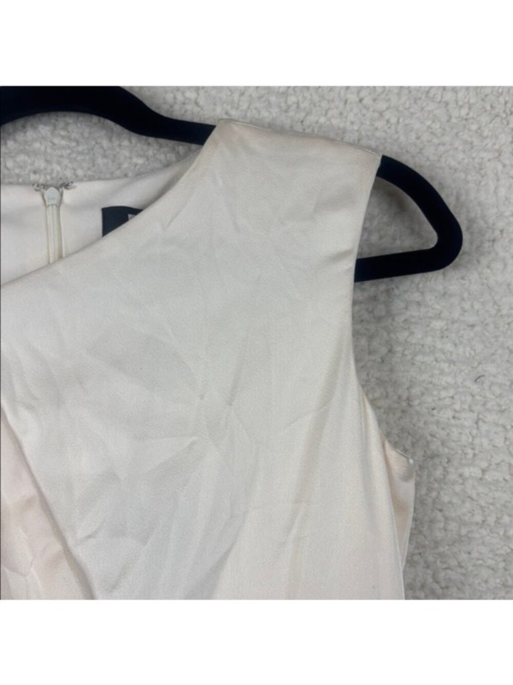 NWT DKNY Womens Cream Asymmetric Pleated Bodice Ruffle Dress Petite Size 0P - Picture 5 of 16